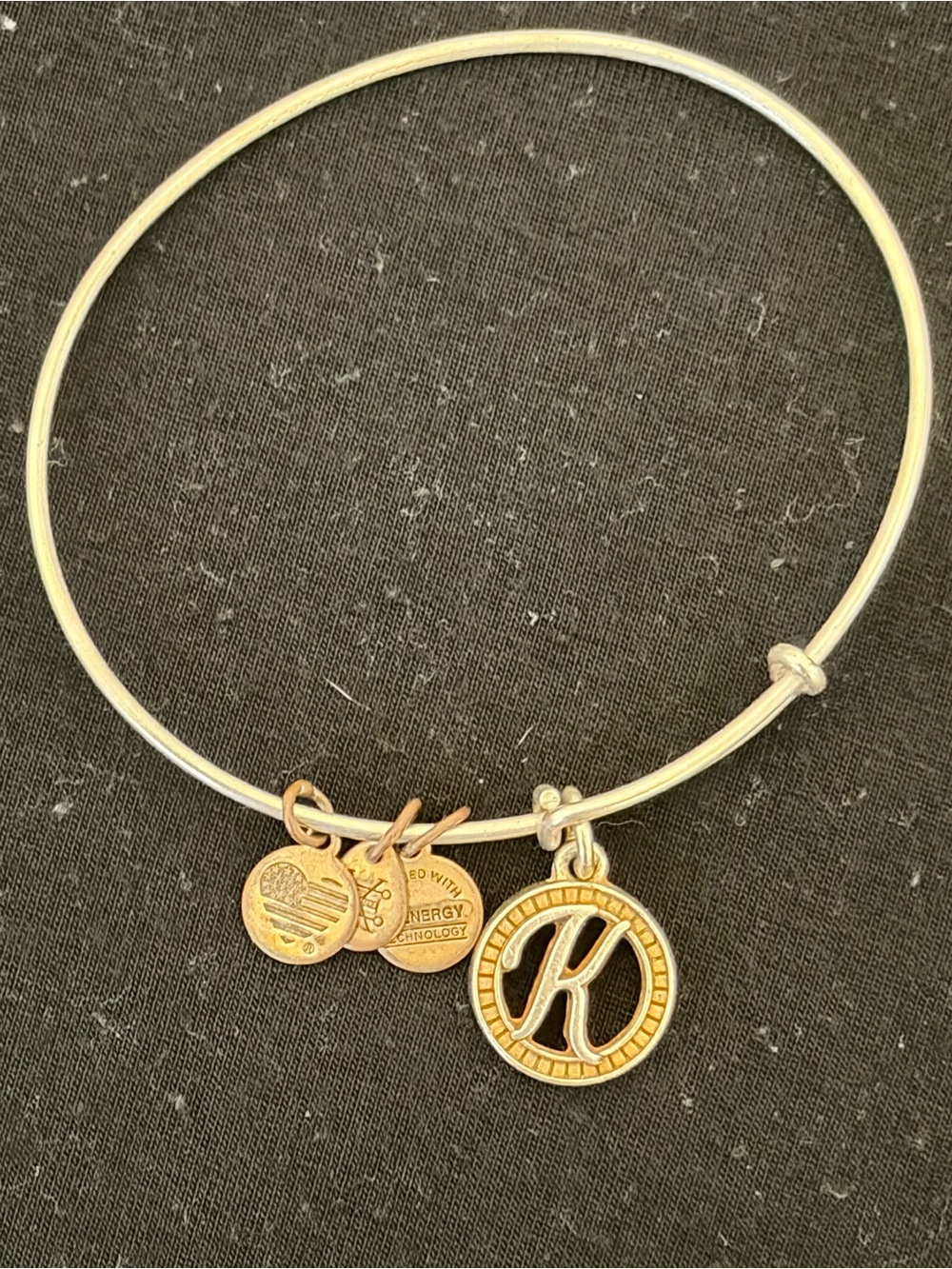 Alex and Ani Gold Initial 'K' Charm Bangle Bracelet - Personalized Women Jewelry